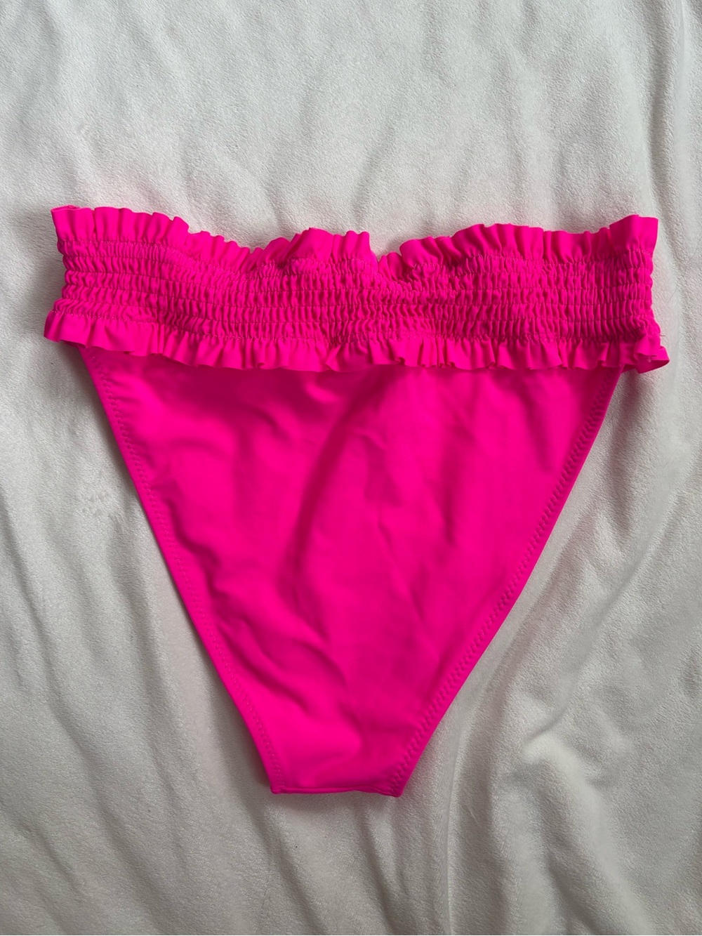 Women's Ruffle High-Cut Bikini Bottom in Neon Pink - Picture 2 of 4